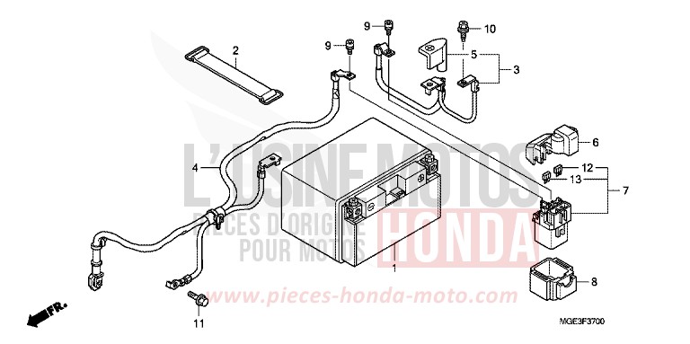 BATTERY for VFR1200F Dual Clutch PEARL SUNBEAM WHITE (NHA66) from 2013